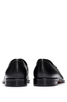 Grained-leather loafers with branded trim and apron toe