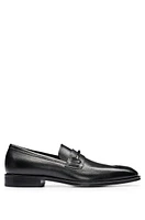 Grained-leather loafers with branded trim and apron toe