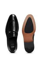 Grained-leather loafers with branded trim and apron toe