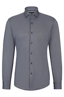 Slim-fit shirt structured performance-stretch fabric