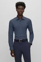 Regular-fit shirt printed performance-stretch fabric