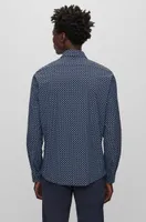 Regular-fit shirt printed performance-stretch fabric