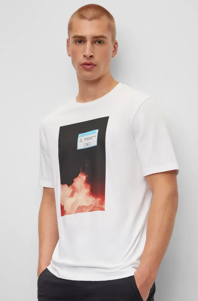 HUGO - Cotton-jersey regular-fit T-shirt with collaborative artwork