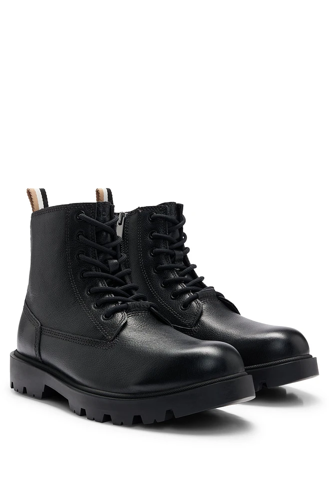 Half boots grained leather with signature-stripe tape