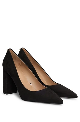 BOSS - Suede pumps with 9cm block heel Black