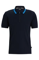 Slim-fit polo shirt cotton with zipper neck