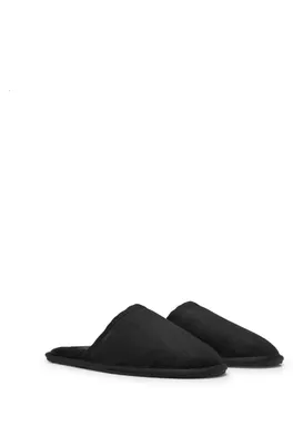 Faux-suede slippers with rubber sole