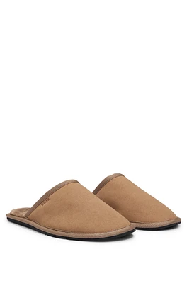 Faux-suede slippers with rubber sole