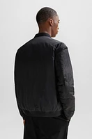 BOSS - Relaxed-fit jacket mixed water-repellent materials Black