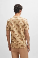 Camiseta con monograma en jacquard de algodón elástico mercerizado
