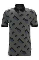 Monogram-jacquard polo shirt mercerized stretch cotton