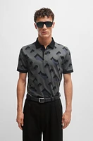 Monogram-jacquard polo shirt mercerized stretch cotton