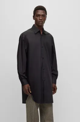 Longline regular-fit shirt easy-iron cotton poplin