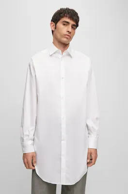 Longline regular-fit shirt easy-iron cotton poplin