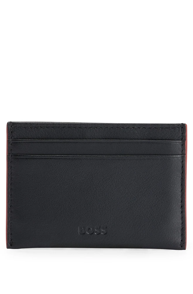 Matte-leather card holder with embossed logo