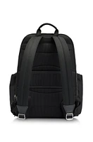 Structured-material backpack with logo and two-way zip