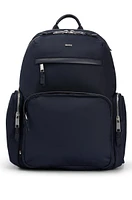 BOSS - Structured-material backpack with logo and two-way zip - Dark Blue