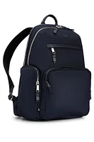 BOSS - Structured-material backpack with logo and two-way zip - Dark Blue