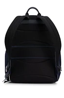 BOSS - Structured-material backpack with logo and two-way zip - Dark Blue