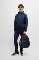 BOSS - Structured-material backpack with logo and two-way zip - Dark Blue