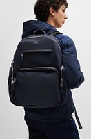 BOSS - Structured-material backpack with logo and two-way zip - Dark Blue