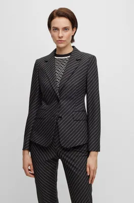 Single-breasted jacket striped stretch wool