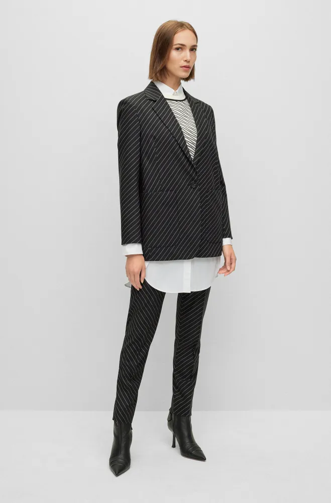 Oversize-fit jacket striped stretch wool