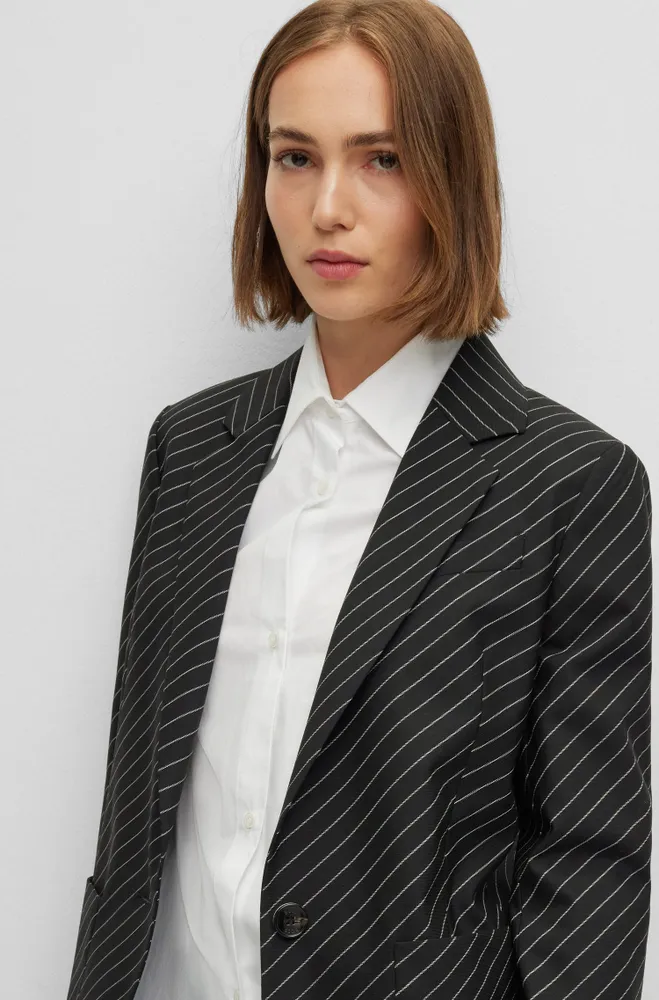 Oversize-fit jacket striped stretch wool