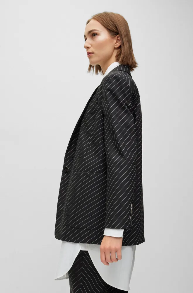 Oversize-fit jacket striped stretch wool