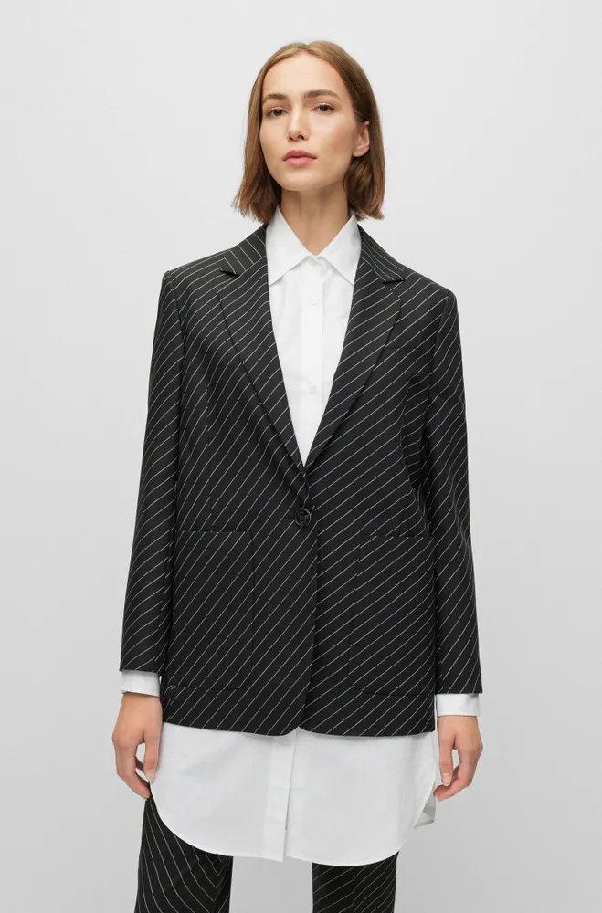 Oversize-fit jacket striped stretch wool