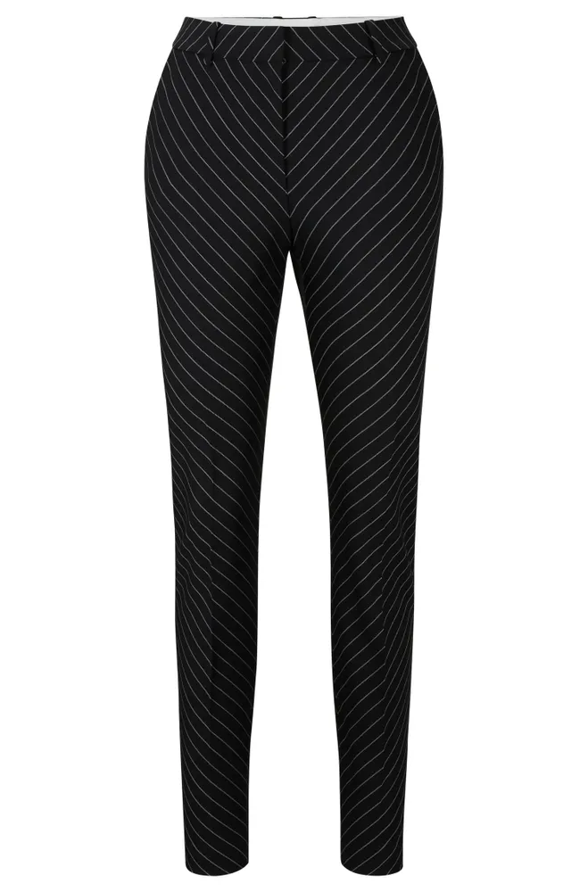 Regular-fit trousers diagonal pin-striped stretch wool