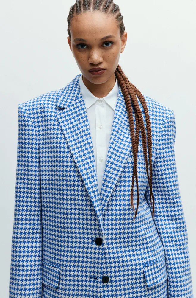 Oversize-fit jacket a houndstooth cotton blend