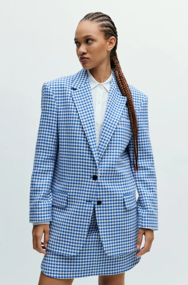 Oversize-fit jacket a houndstooth cotton blend