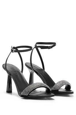 Napa-leather sandals with crystal-embellished straps