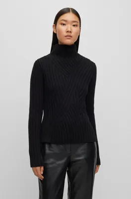 Funnel-neck sweater virgin wool and cashmere