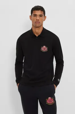BOSS x NFL long-sleeved polo shirt with collaborative branding