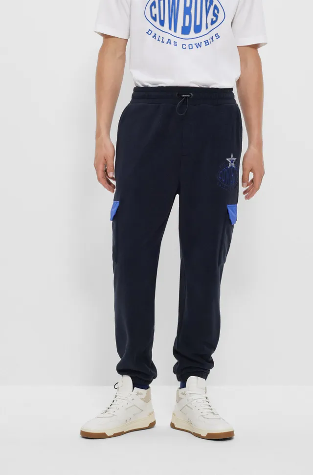 BOSS - BOSS x NFL oversize-fit tracksuit bottoms in denim-look cotton