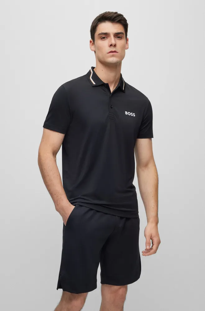 BOSS - Polo shirt with contrast logos