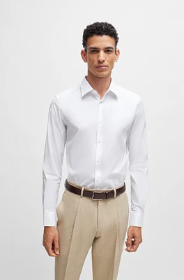 Camisa slim fit de popelín con elástico