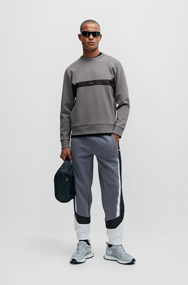 Mixed-material regular-fit sweatshirt with logo print