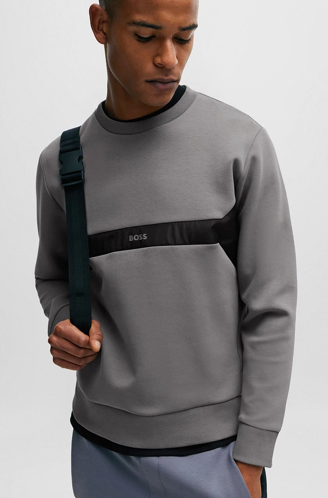 Mixed-material regular-fit sweatshirt with logo print