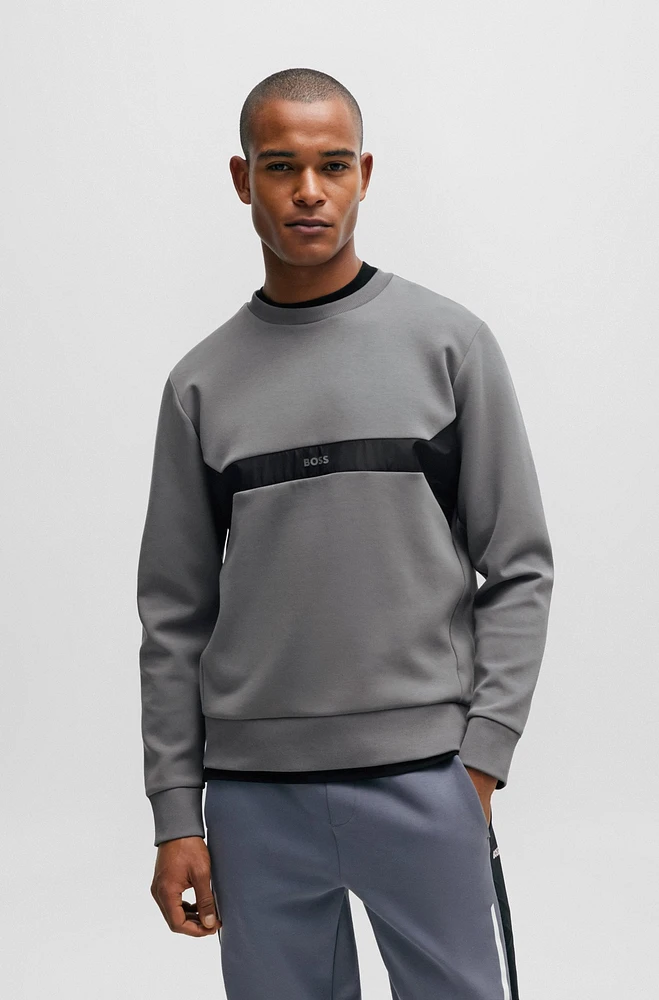 Mixed-material regular-fit sweatshirt with logo print