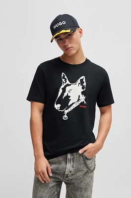 Cotton-jersey T-shirt with dog artwork