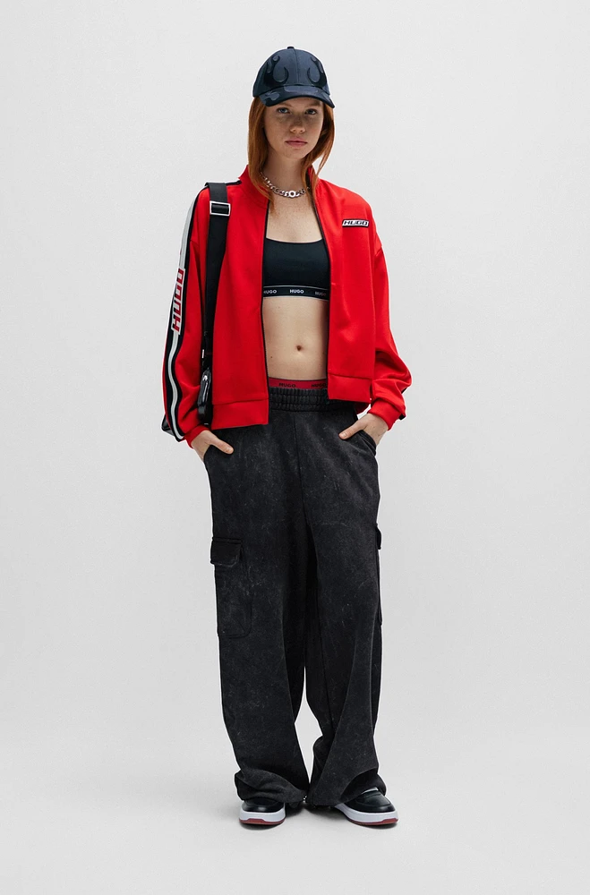 Relaxed-fit cargo tracksuit bottoms a cotton blend