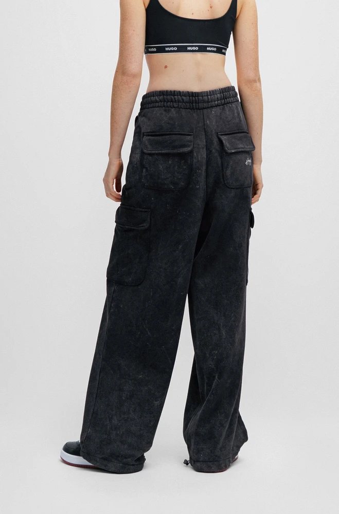 Relaxed-fit cargo tracksuit bottoms a cotton blend