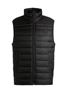 Water-repellent slim-fit gilet with logo patch