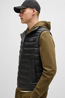 Water-repellent slim-fit gilet with logo patch