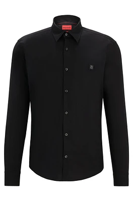 Slim-fit shirt stretch cotton with stacked logo