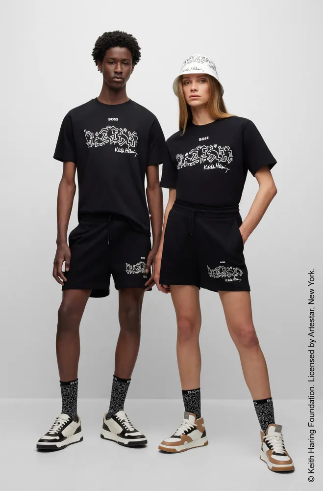 BOSS x Keith Haring gender-neutral T-shirt with special logo artwork