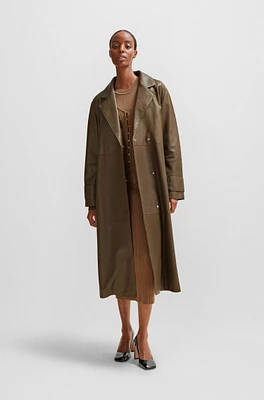 BOSS - Longline belted coat nappa leather Light Brown